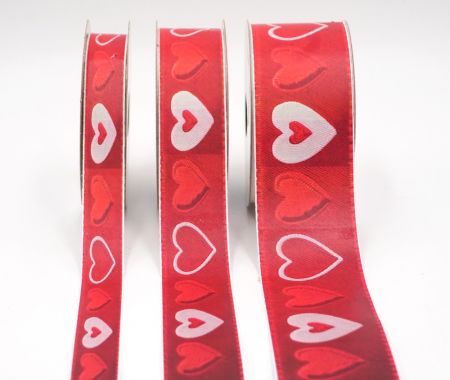 Weißes & rotes Valentinstagsherz Jacquardband_AI-KN